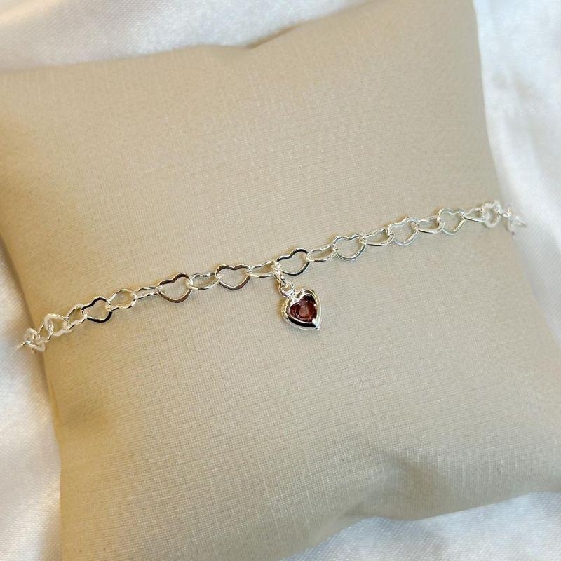 Pulseira Elo Coração com Pingente