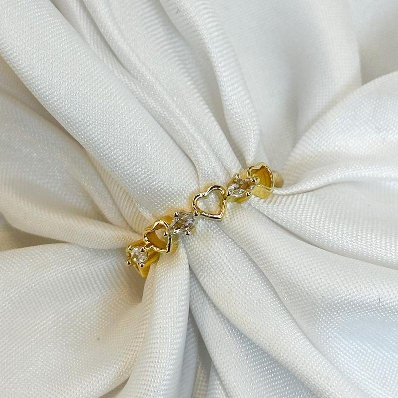 Anel Coração Vazado e Zircônias