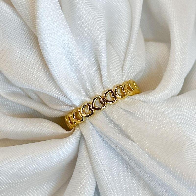 Anel Corações Aro Vazado