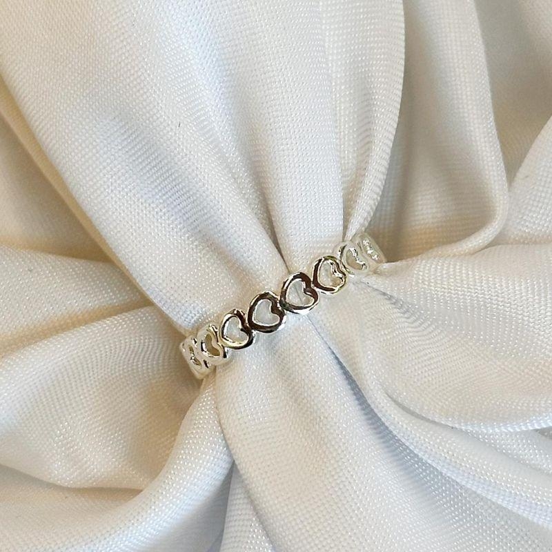 Anel Corações Aro Vazado