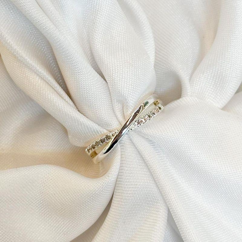 Anel X Cravejado Linha Fina