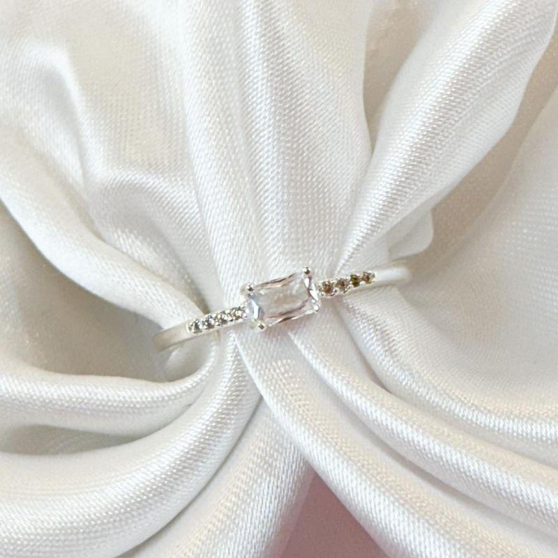 Anel Baguete Aro Cravejado