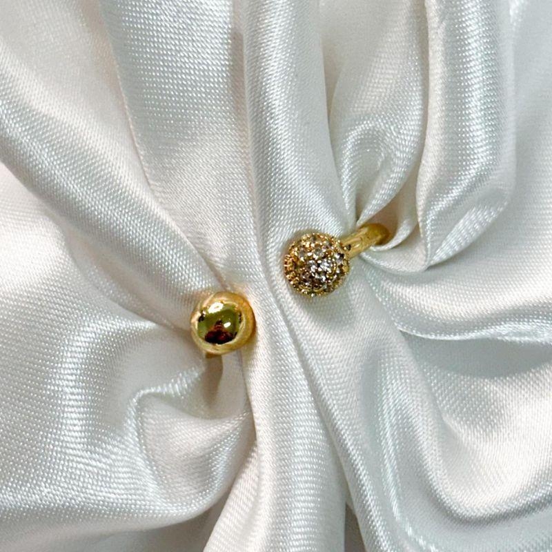 Anel Bola Cravejada e Lisa