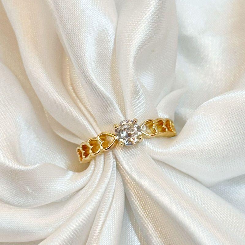 Anel Solitário Aro Coração