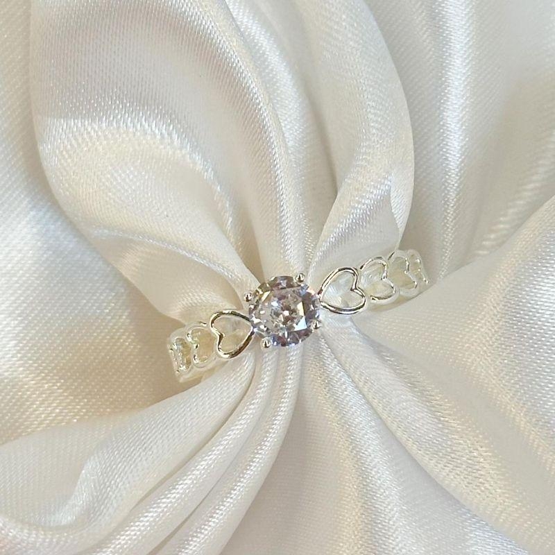 Anel Solitário Aro Coração