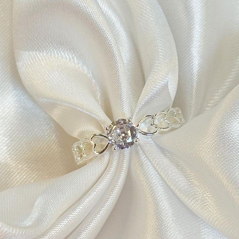 Anel Solitário Aro Coração