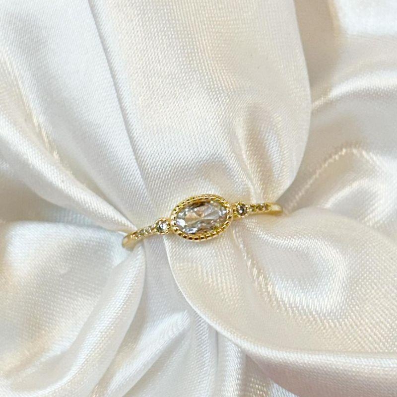 Anel Três Zircônias Ovais