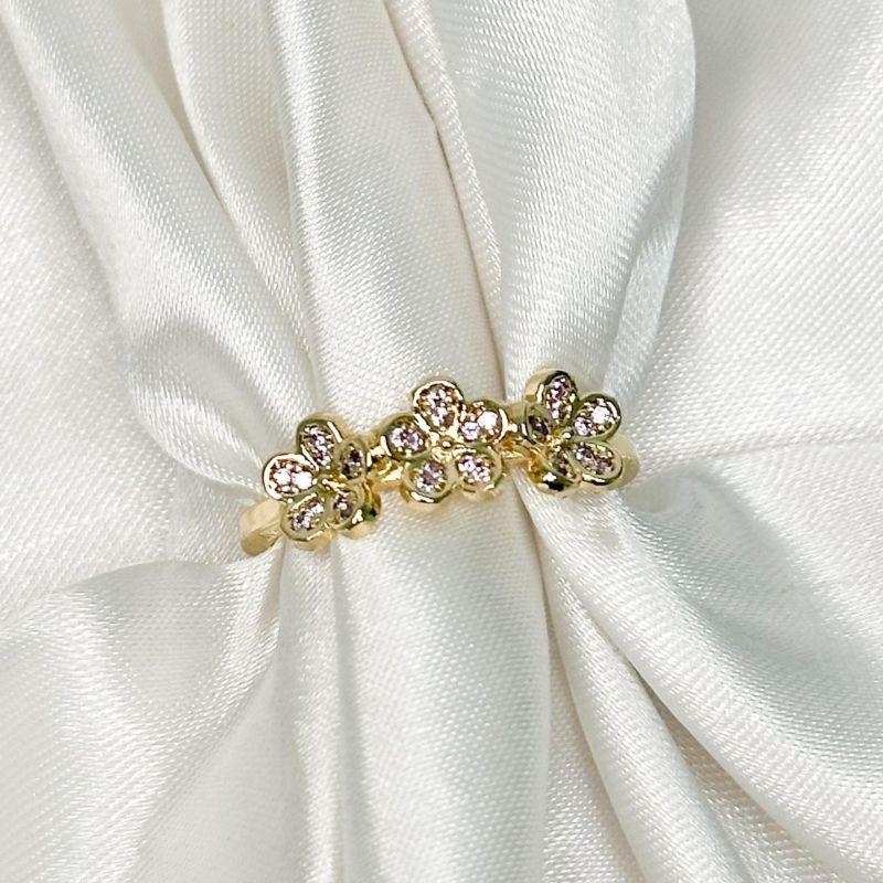 Anel Três Flores Lilás