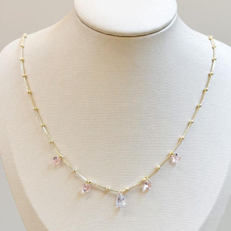 Colar Bolinhas e Zircônias Coloridas