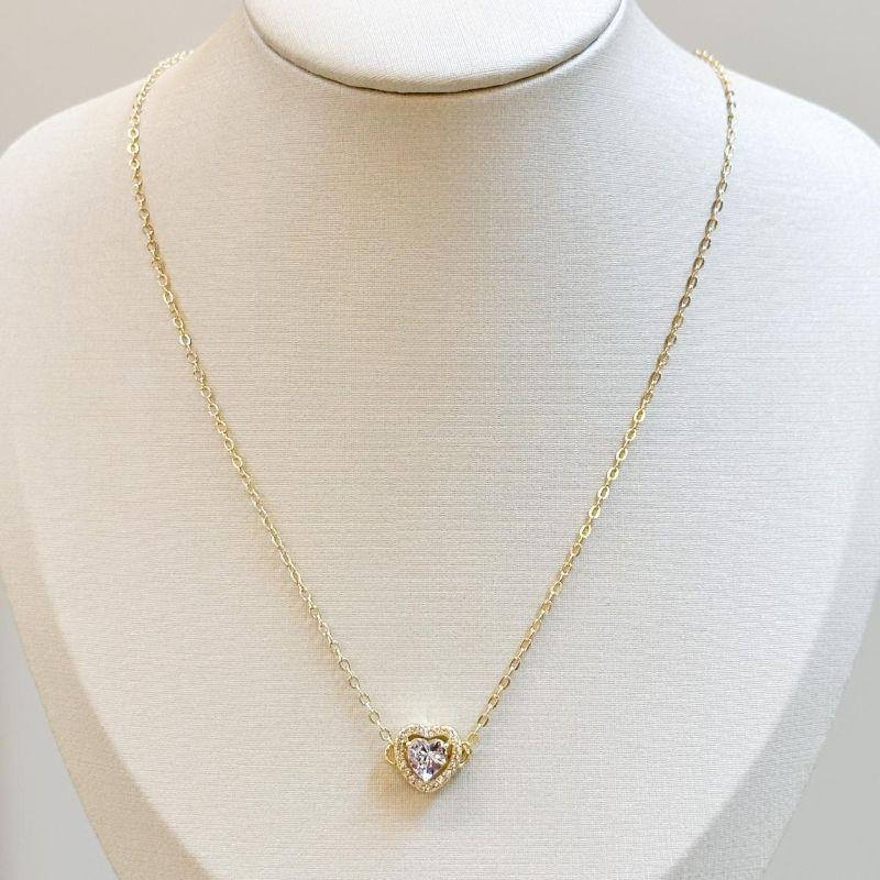Colar Coração Zircônia Craveada