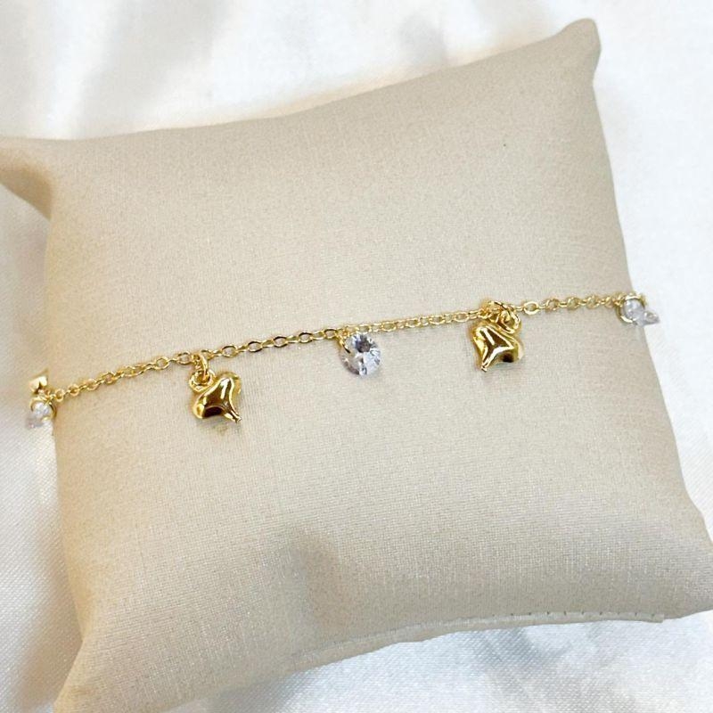 Pulseira Corações e Zircônias