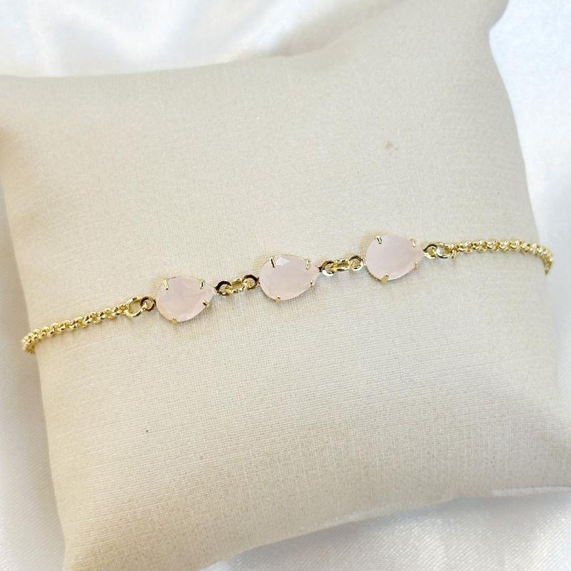 Pulseira Zircônias Gota Rosa