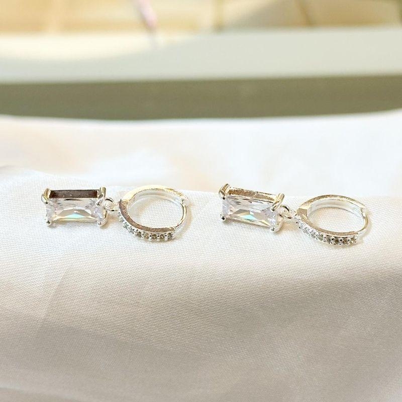 Brinco Articulado Retangulo Zircônia