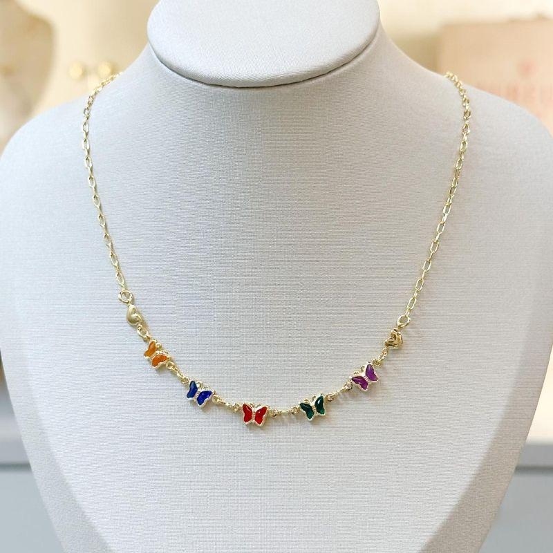 Colar Borboletas Coloridas