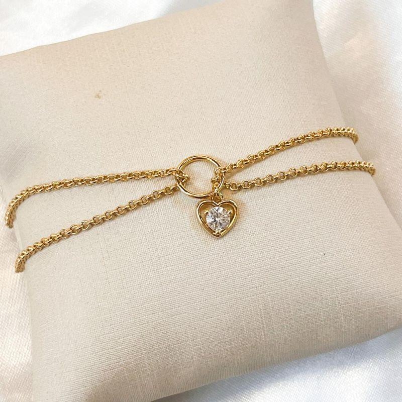 Pulseira Malha com Pingete Coração