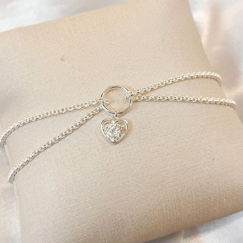 Pulseira Malha com Pingete Coração