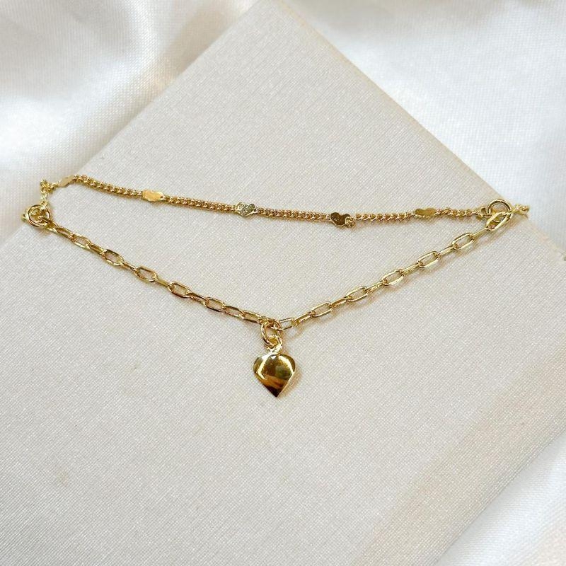 Tornozeleira Dupla Corações Amassados