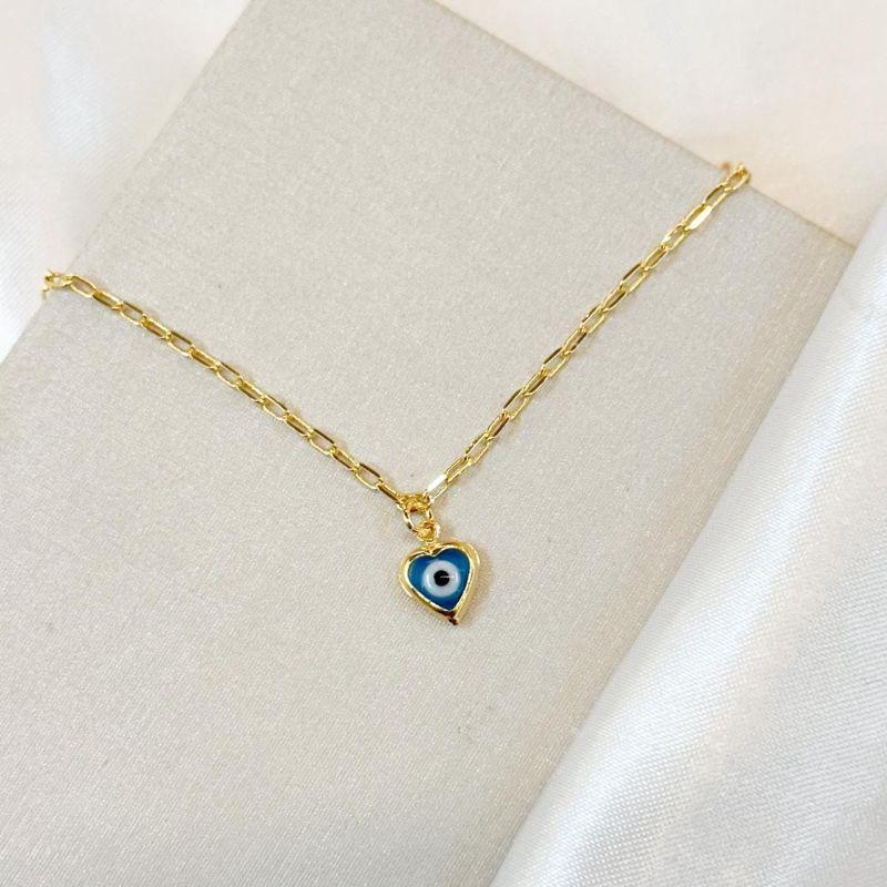 Tornozeleira Olho Grego Coração Azul