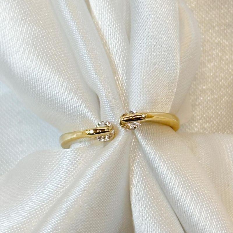 Anel Aberto Duas Zircônias Redondas