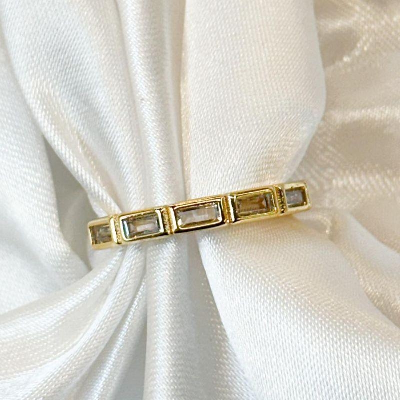 Anel Baguetes Zircônia Horizontal