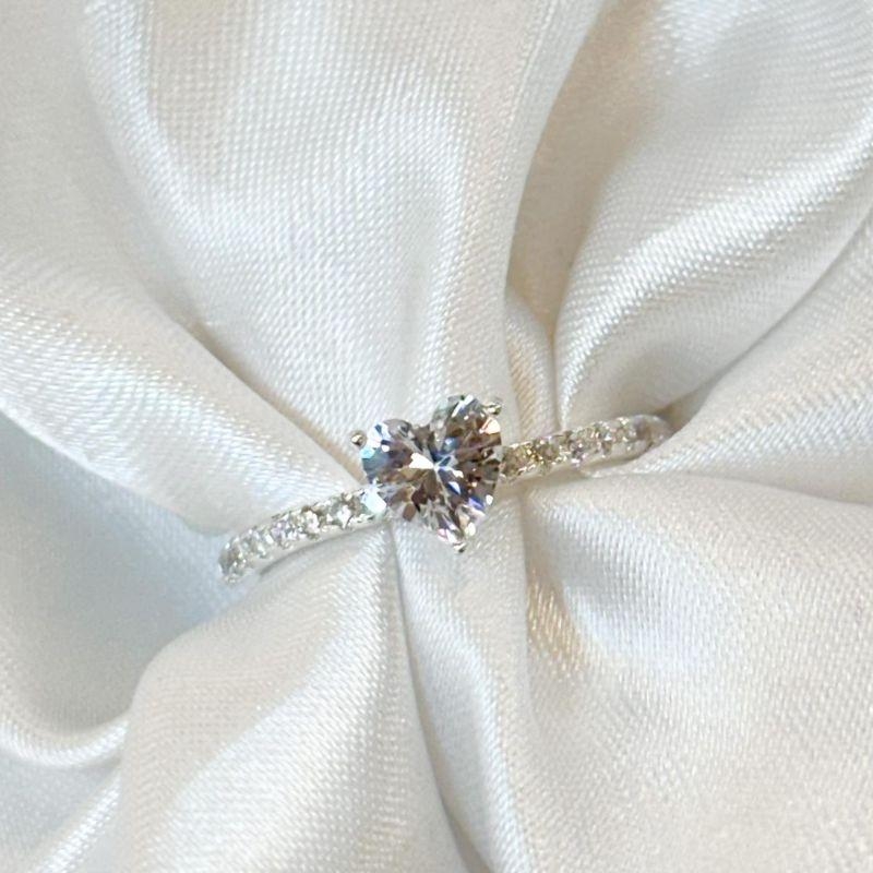 Anel Coração Incolor Zircônia