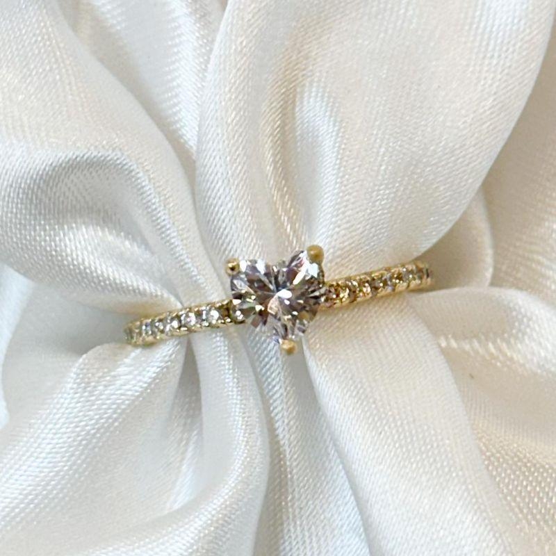 Anel Coração Incolor Zircônia