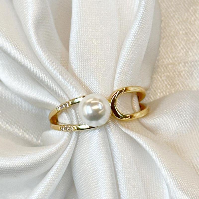 Anel em X Pérola