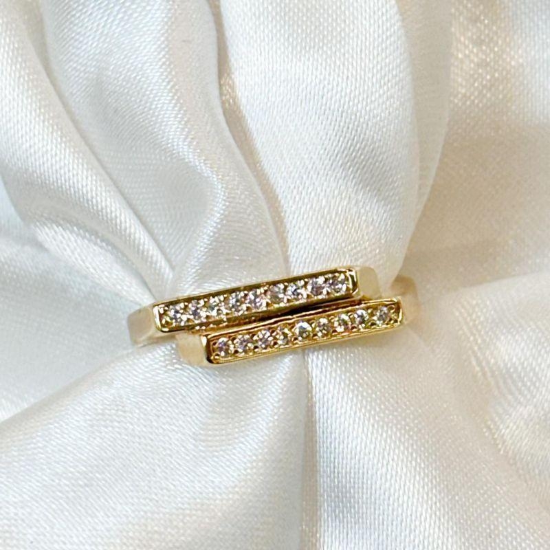 Anel Reto Duplo Cravejado