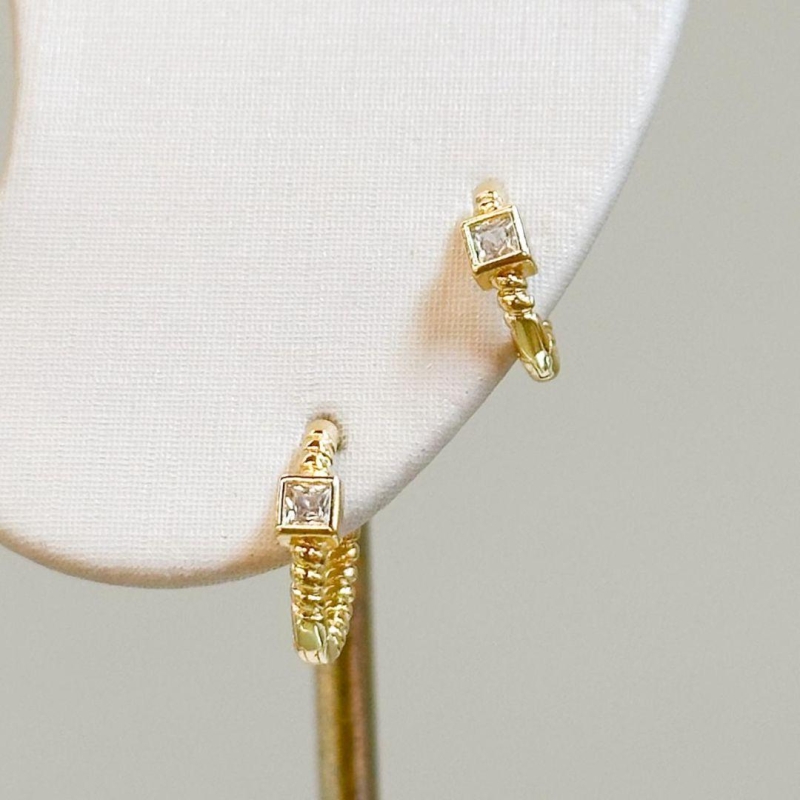 Dupla Argolinha Zircônia Cristal
