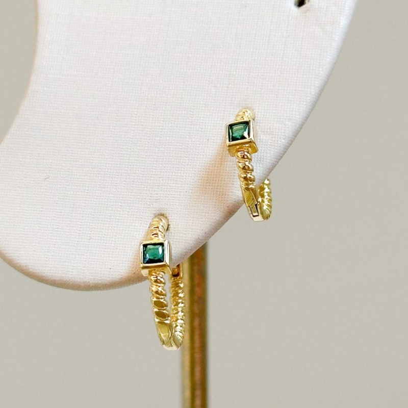 Dupla Argolinha Zircônia Verde