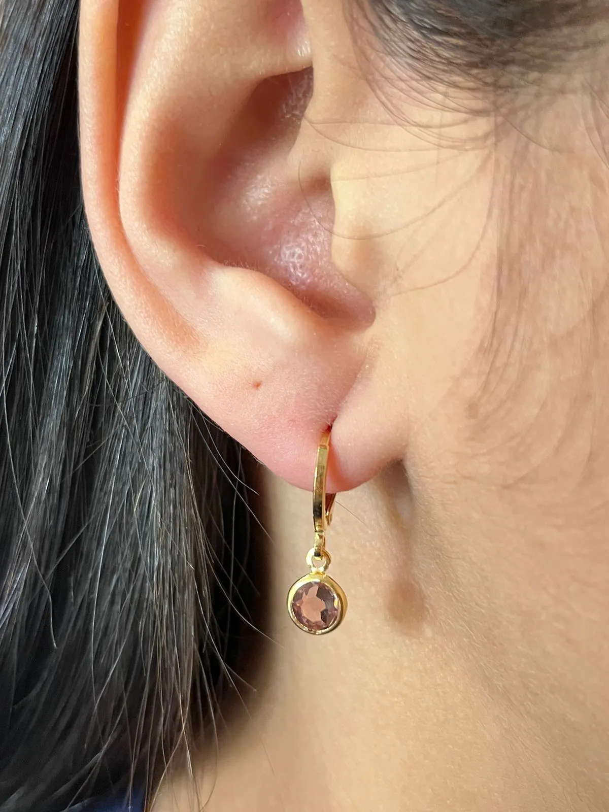 Brinco Hook Zirconia Rosa