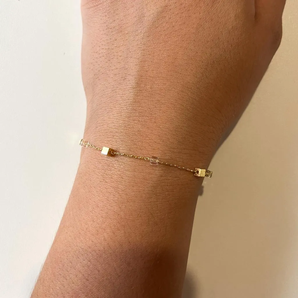Pulseira Quadrados Lisos e Zircônia
