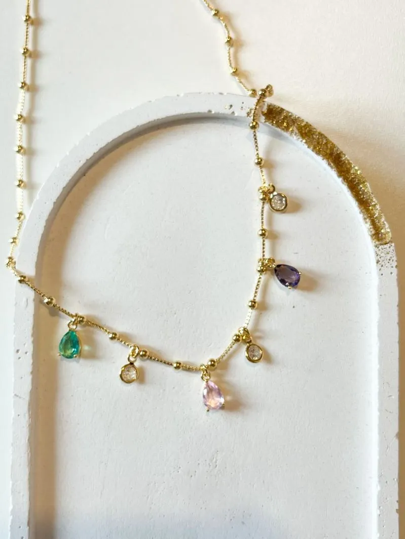 Choker Gotas Zircônias Coloridas