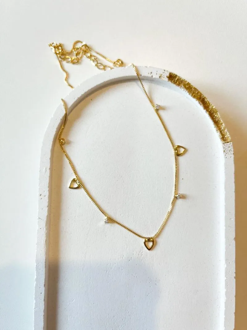 Choker Mini Coração e Zircônia