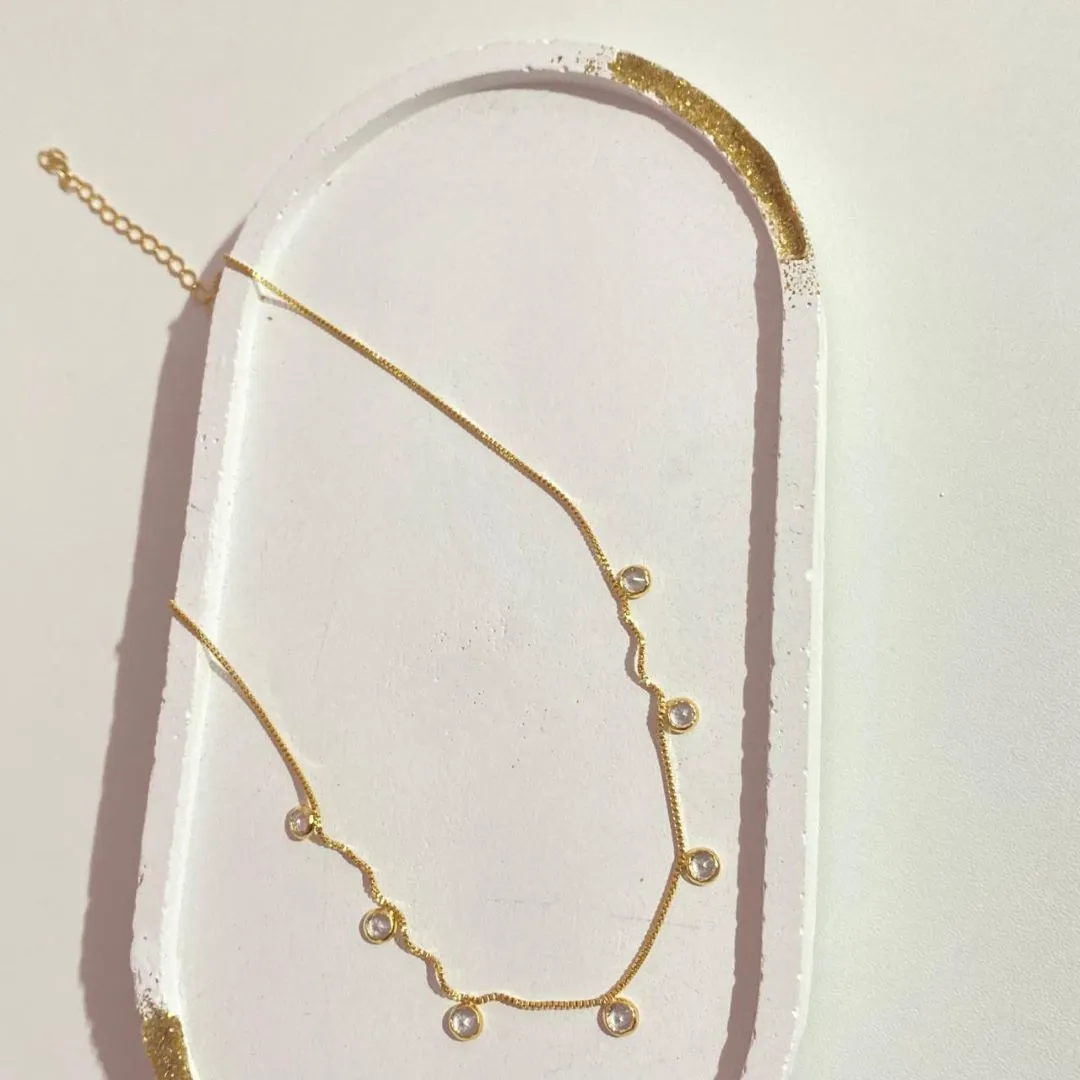 Colar Choker Zircônias Redondas