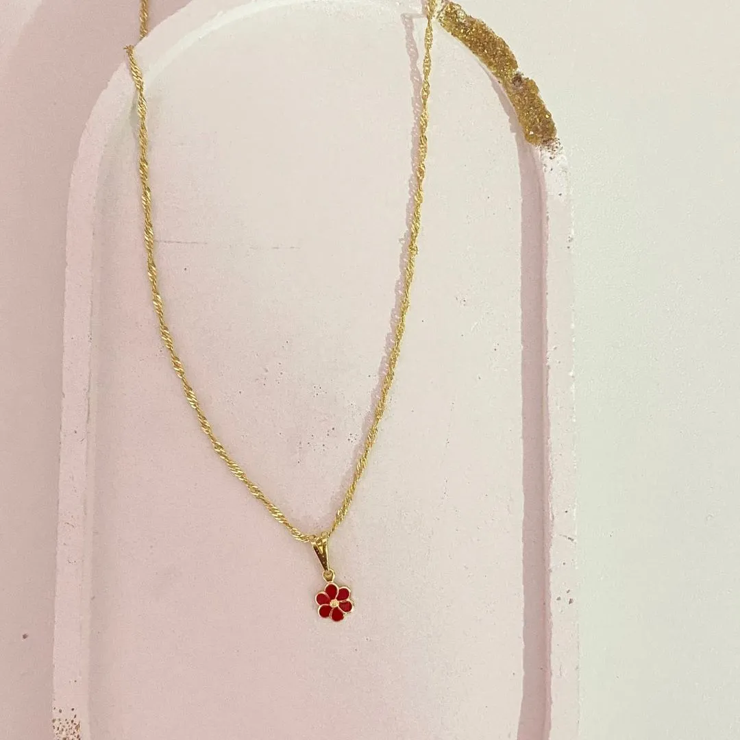 Colar Infantil Flor Vermelha