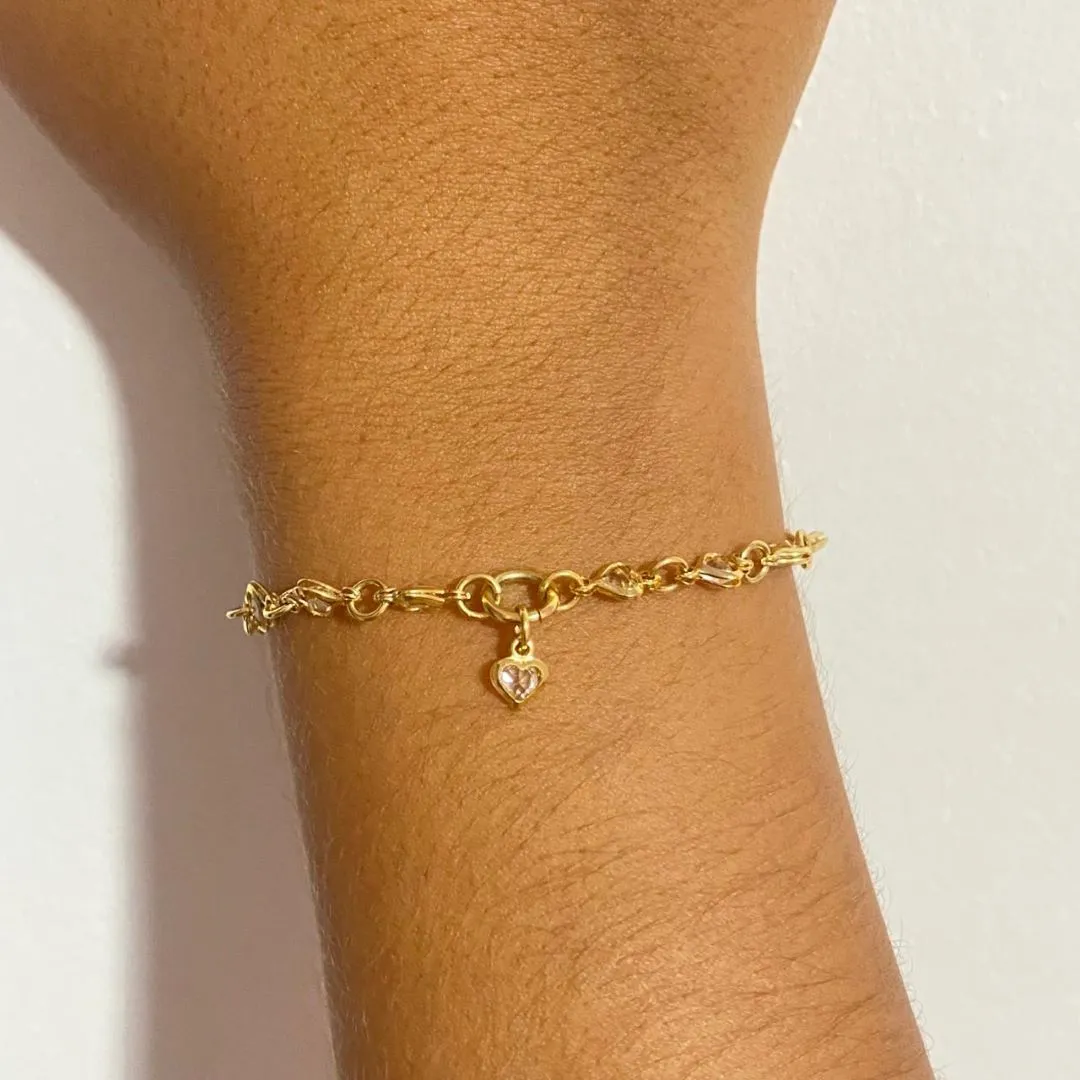 Pulseira Coração Cristais