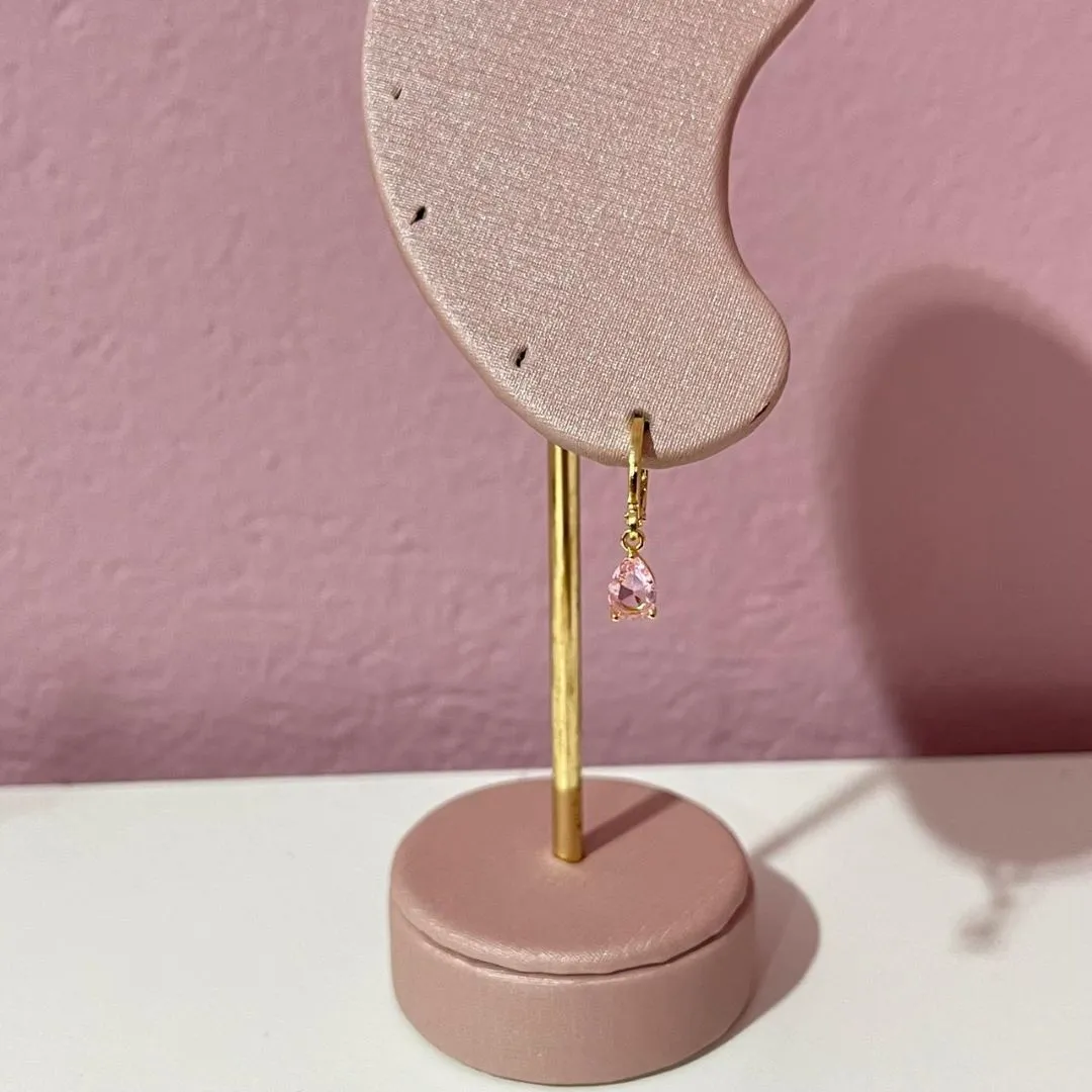 Brinco Argolinha com Pedra Rosa