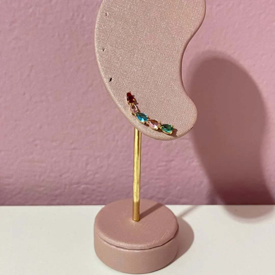 Brinco Ear Cuff Pedas Zircônias