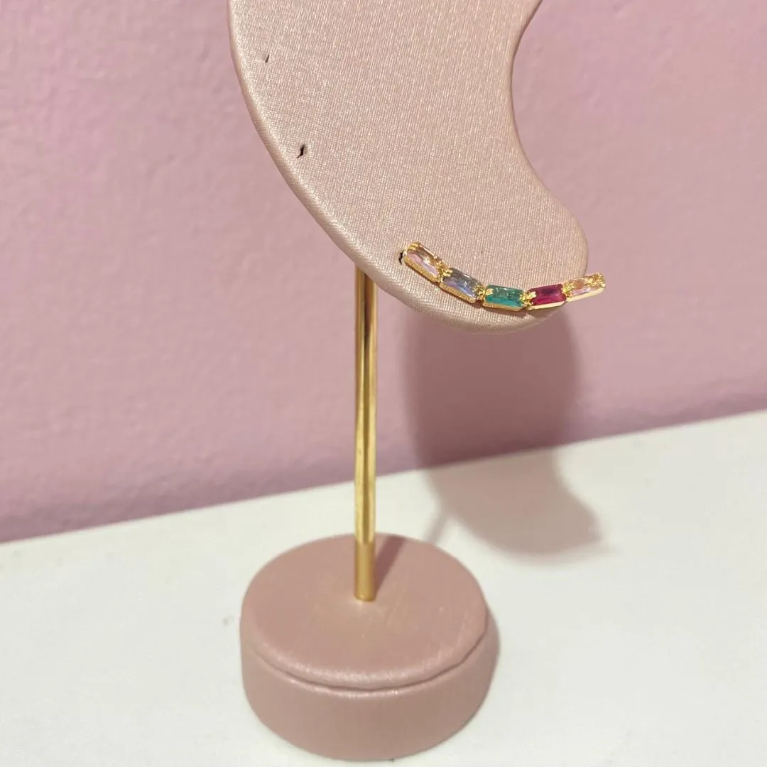 Brinco EarCuff Zircônia Baguete