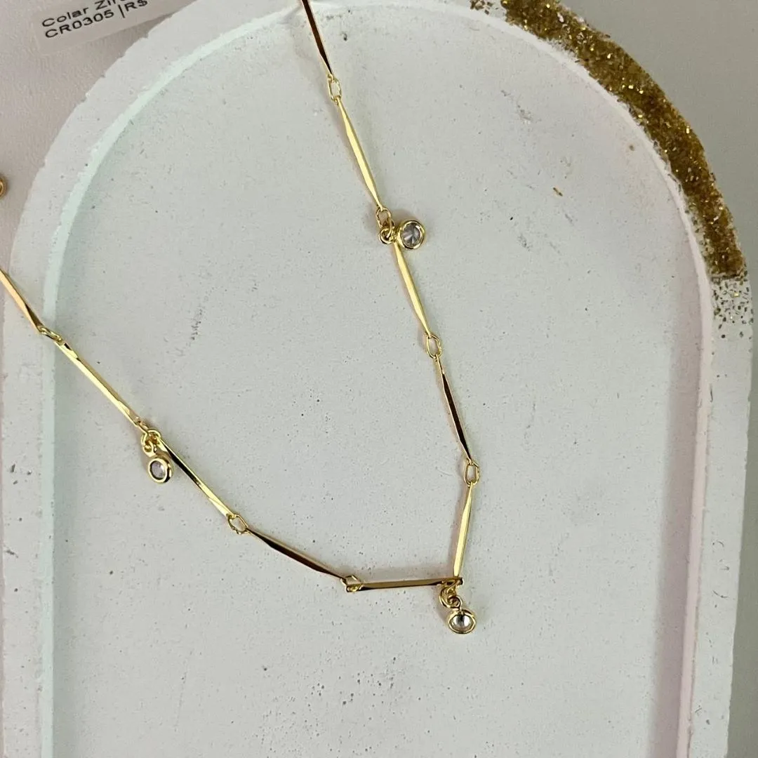 Colar Zircônia e Palitos