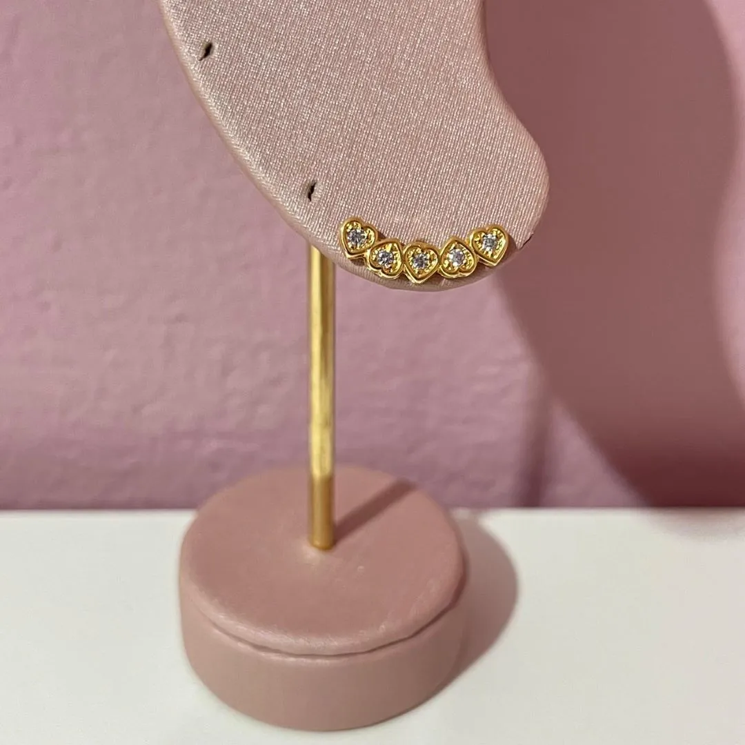 Ear Cuff Corações Cravejado