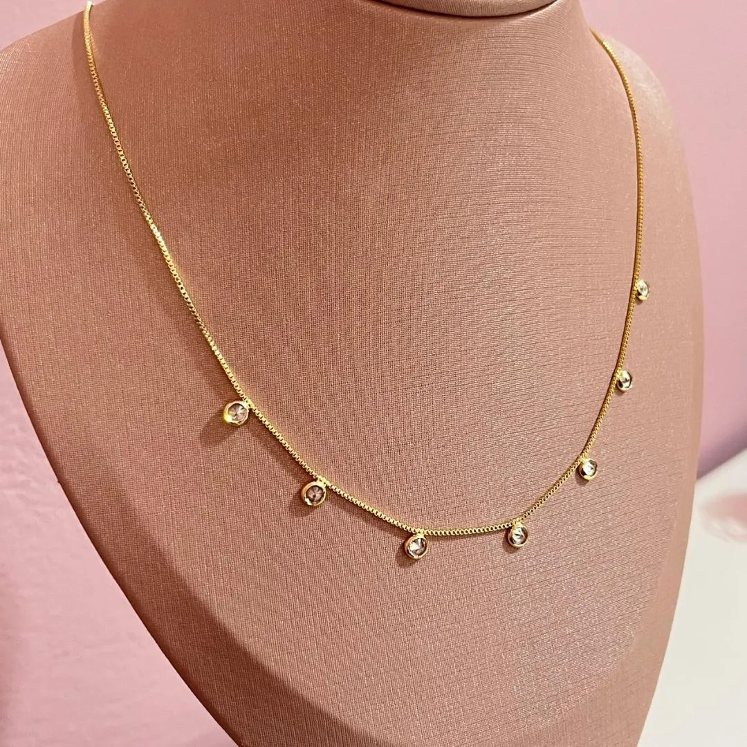 Choker Zircônias Penduradas