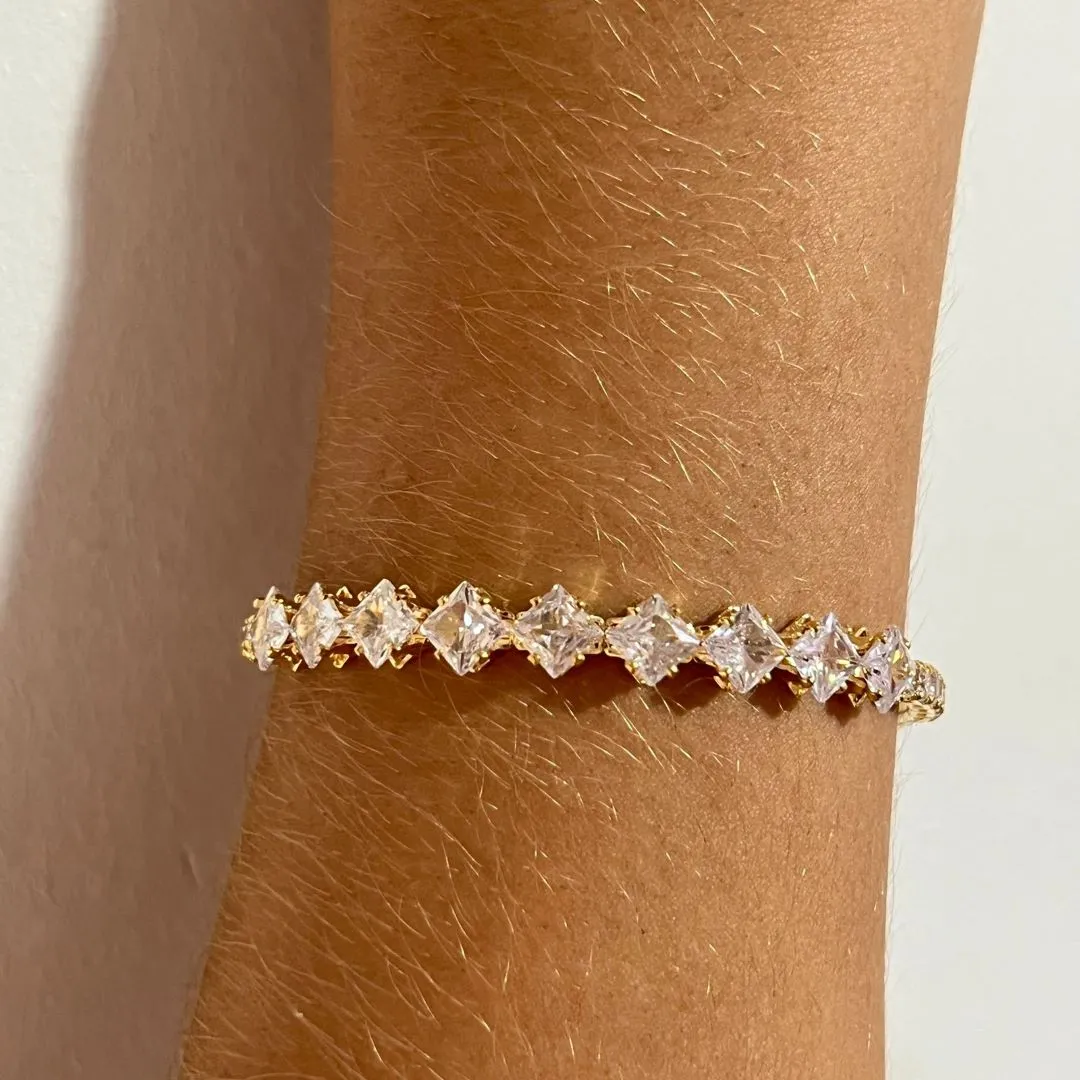 Bracelete Zircônias Quadradas