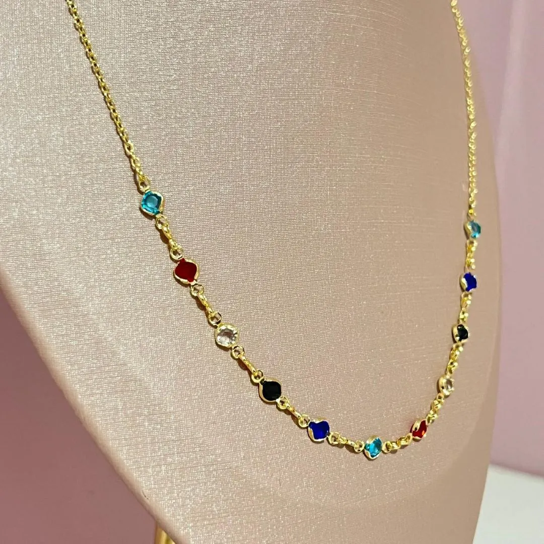 Choker Zircônias Coloridas