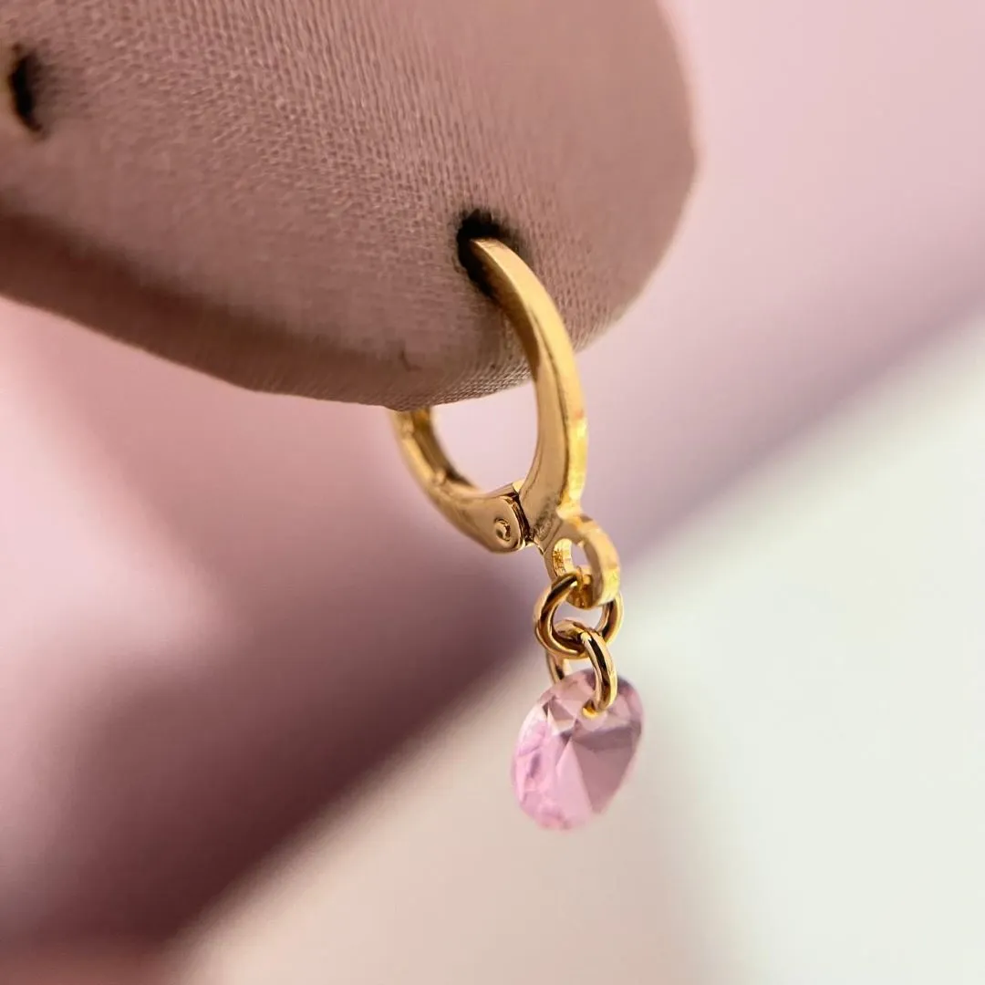 Brinco Argolinha Zircônia Rosa