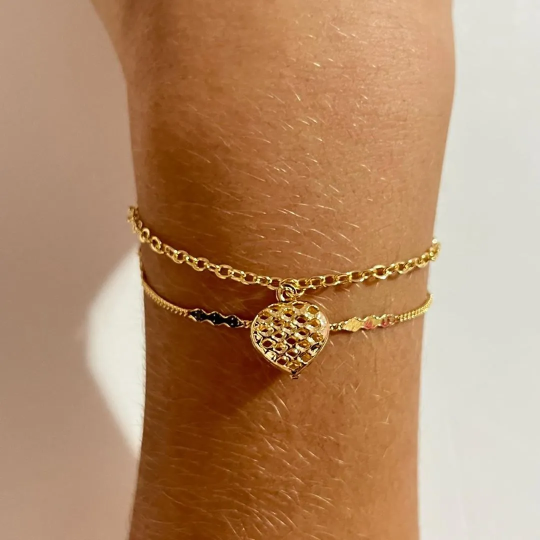 Pulseira Dupla Coração