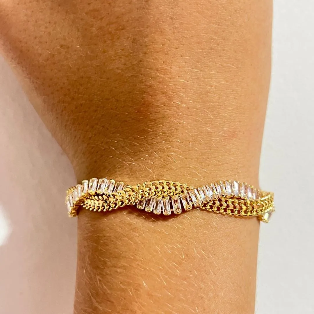 Pulseira Riviera Baguete Trança