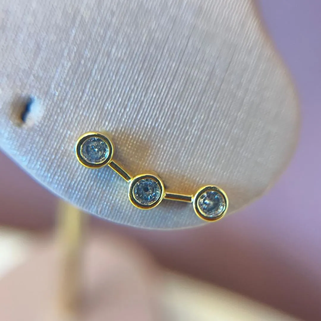 Brinco EarCuff Trio Zircônia