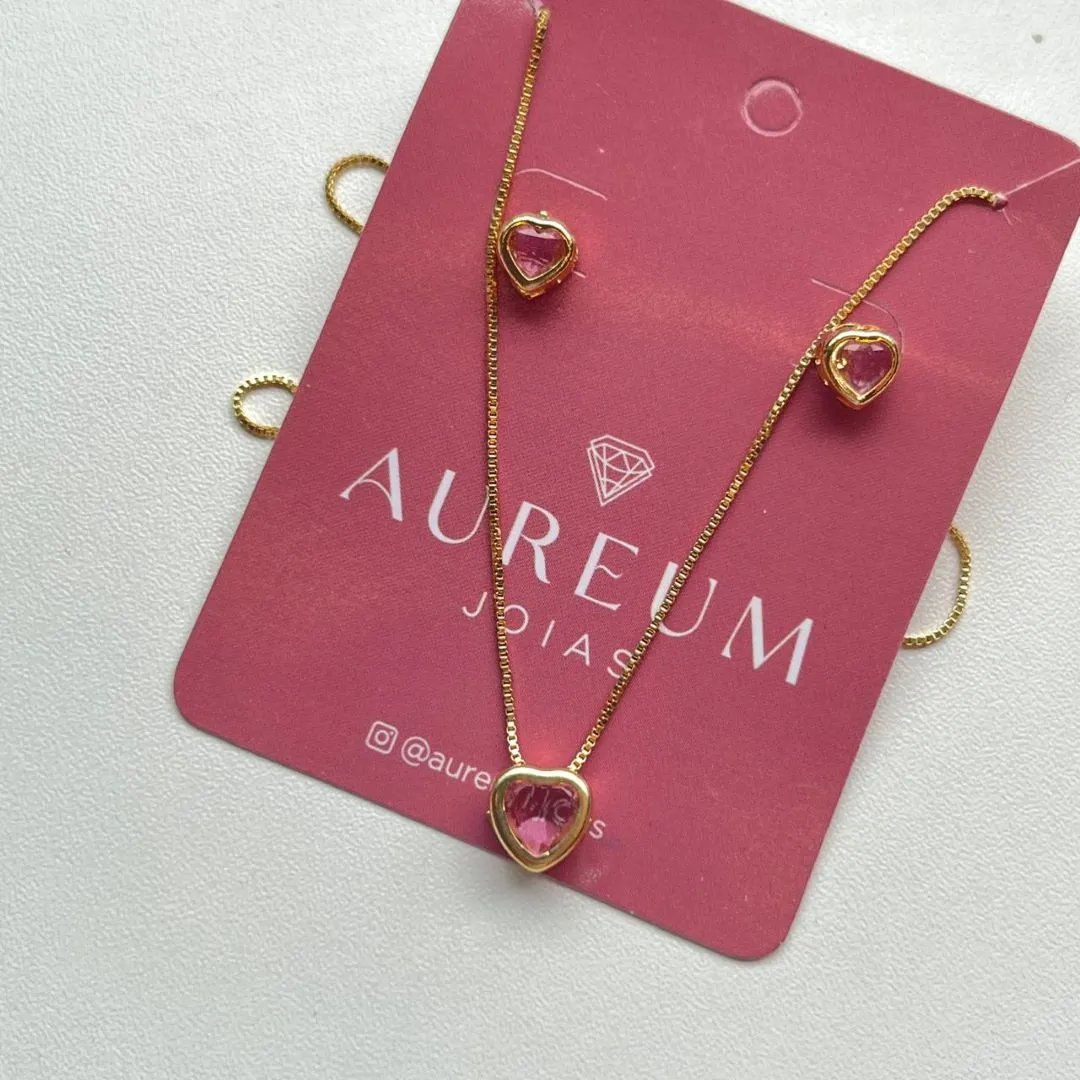 Conjunto Coração Rosa